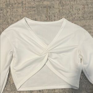 White Twist Front Women's Top